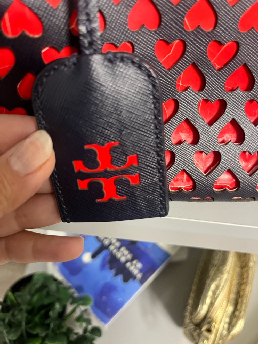 Tory Burch Black Tote with Red Heart Cutouts - Picture 15 of 15